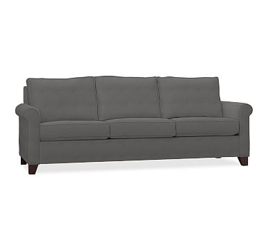 Cameron Roll Arm Upholstered Grand Sofa 98" 3-Seater, Polyester Wrapped Cushions, Basketweave Slub Charcoal - Image 1