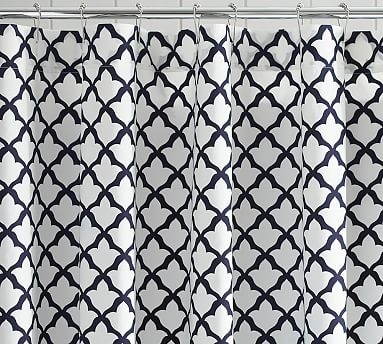 Marlo Organic Shower Curtain, Navy Blue - Image 1