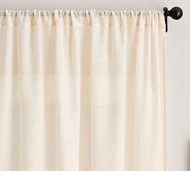 Belgian Linen Rod Pocket Sheer Curtain Made with Libeco(TM) Linen, 50 x 96", Ivory - Image 1