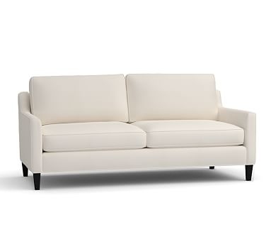 Beverly Upholstered Sofa 80", Polyester Wrapped Cushions, Performance Slub Cotton Ivory - Image 1
