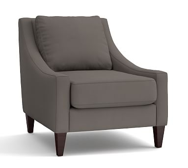 Aiden Upholstered Armchair, Polyester Wrapped Cushions, Twill Metal Gray - Image 1