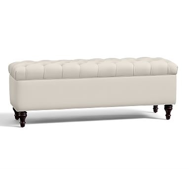 Lorraine Upholstered Storage Bench, Twill, Cream - Image 0