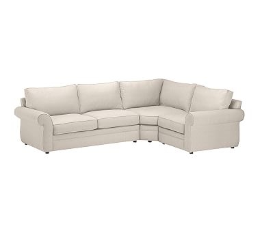 Pearce Roll Arm Upholstered Left Arm 3-Piece Wedge Sectional, Down Blend Wrapped Cushions, Sunbrella(R) Performance Sahara Weave Oatmeal - Image 0