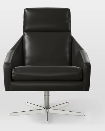 Austin Swivel Chair, Leather, Black - Image 0