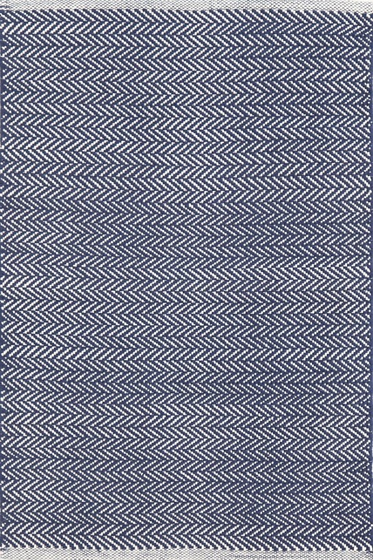 Herringbone Indigo Woven Cotton Rug-6' x 9' - Image 0