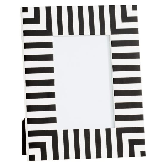 The Emily & Meritt Tabletop Frame, Black/White Stripe Rectangle - Image 0