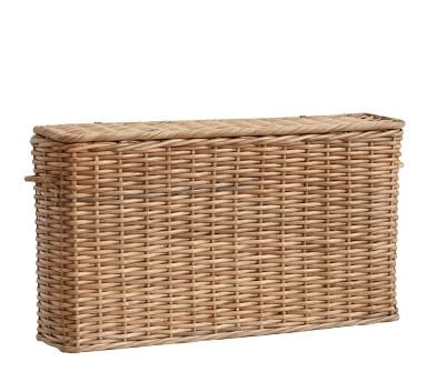 Aubrey Woven Oversized Narrow Rectangle Lidded Basket - Natural - Image 2