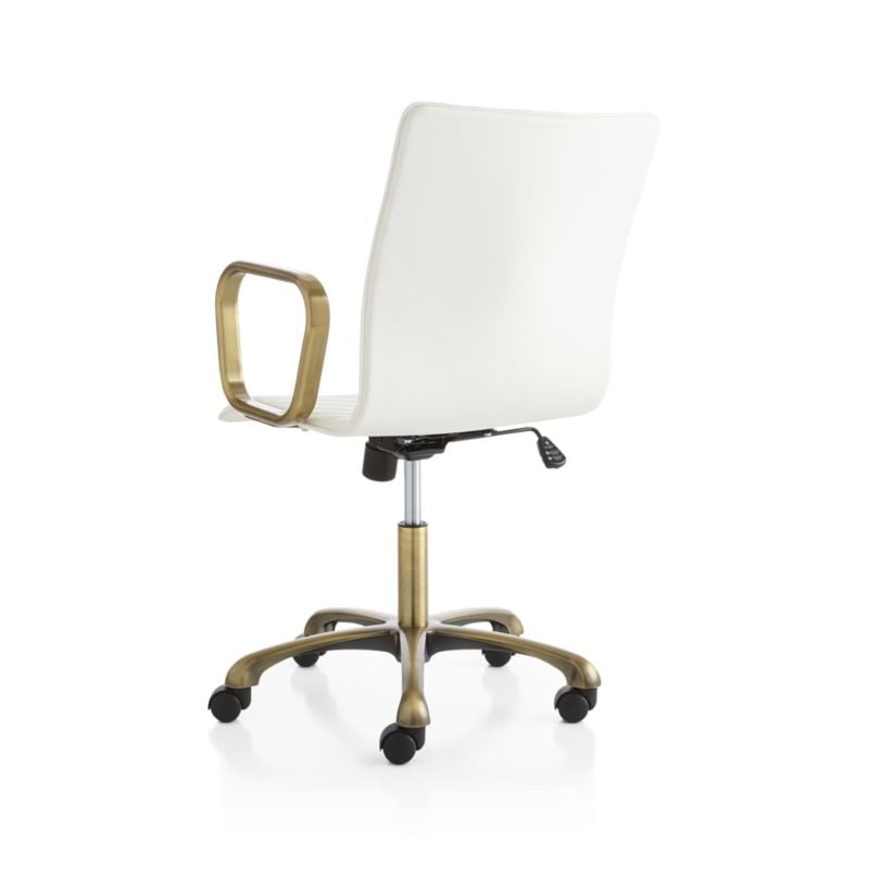 Ripple Ivory Leather Office Chair with Brass Frame - Image 5