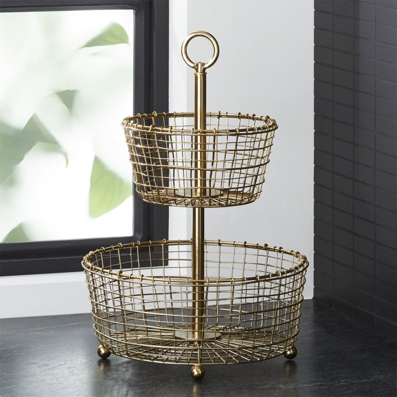 Bendt Gold 2-Tier Wire Fruit Basket - Image 3