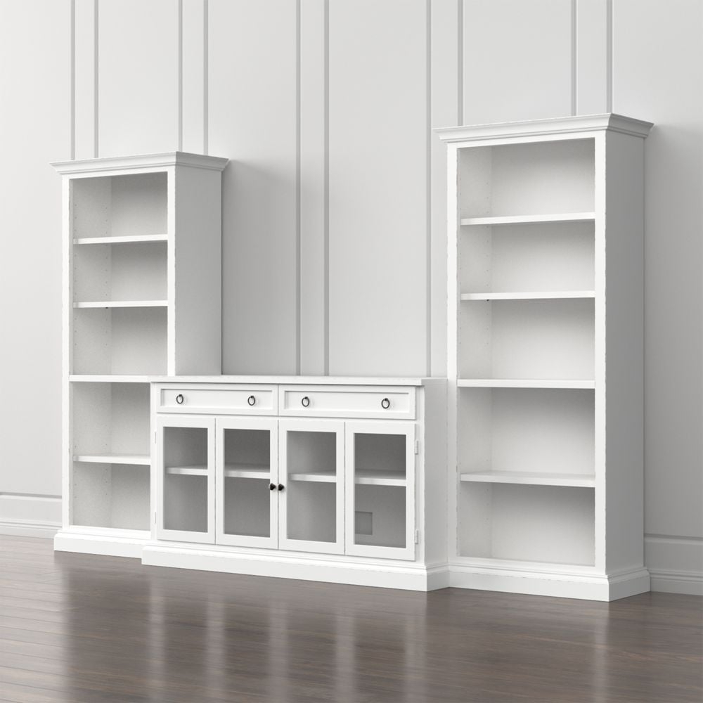 Cameo 3-Piece Modular White Glass Door Storage Media Entertainment Center - Image 0