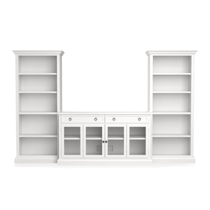 Cameo 3-Piece Modular White Glass Door Storage Media Entertainment Center - Image 1