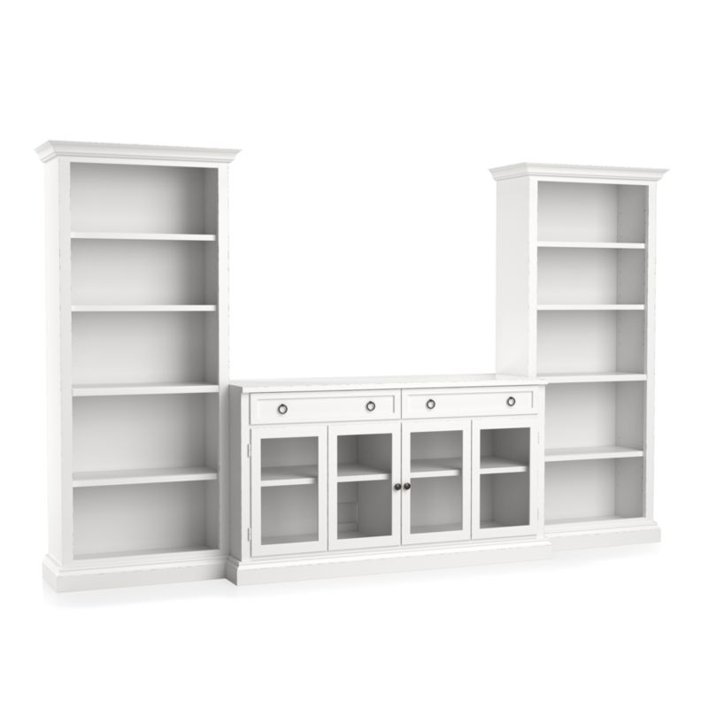 Cameo 3-Piece Modular White Glass Door Storage Media Entertainment Center - Image 2