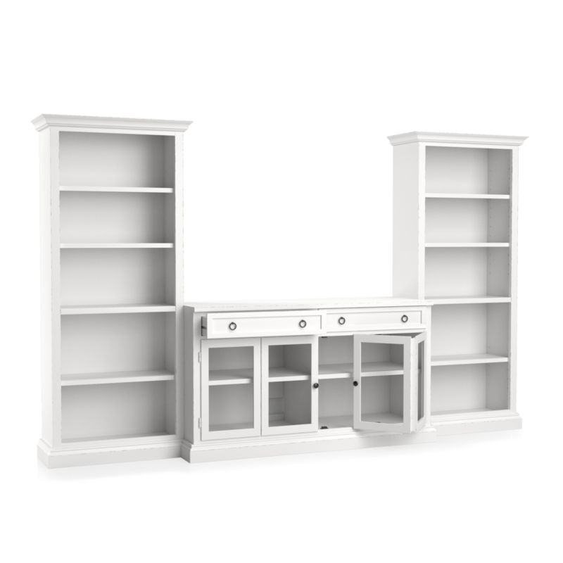 Cameo 3-Piece Modular White Glass Door Storage Media Entertainment Center - Image 3