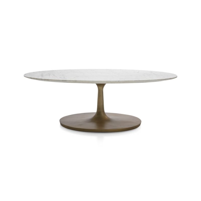 Nero White Marble and Brass Base 50" Oval Coffee Table - Image 0