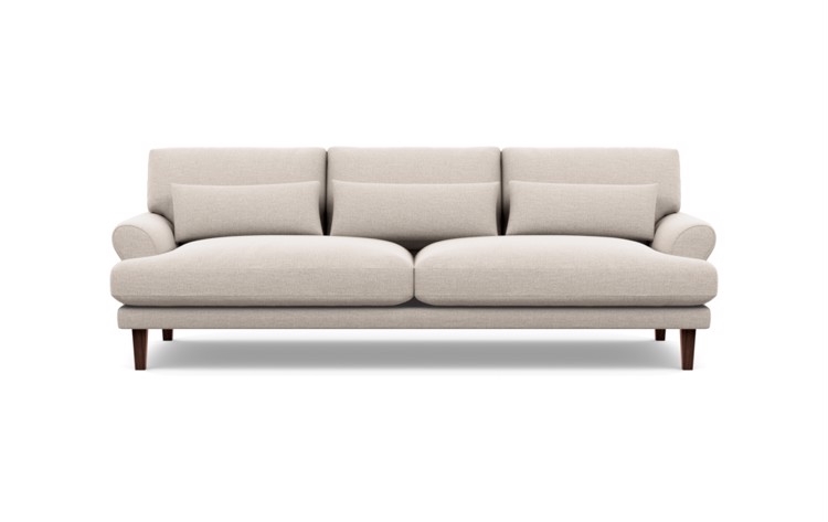 MAXWELL BY MAXWELL RYAN MODERN ROLL ARM SOFA, 82"- Linen pebble weave, Oiled Walnut Tapered Square Wood - Image 0