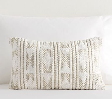 Micah Chenille Diamond Lumbar Pillow, Natural - Image 0
