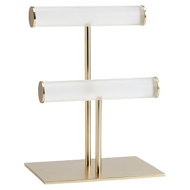 Ava Frosted Acrylic Double Bar Jewelry Stand, Clear Frosted - Image 0