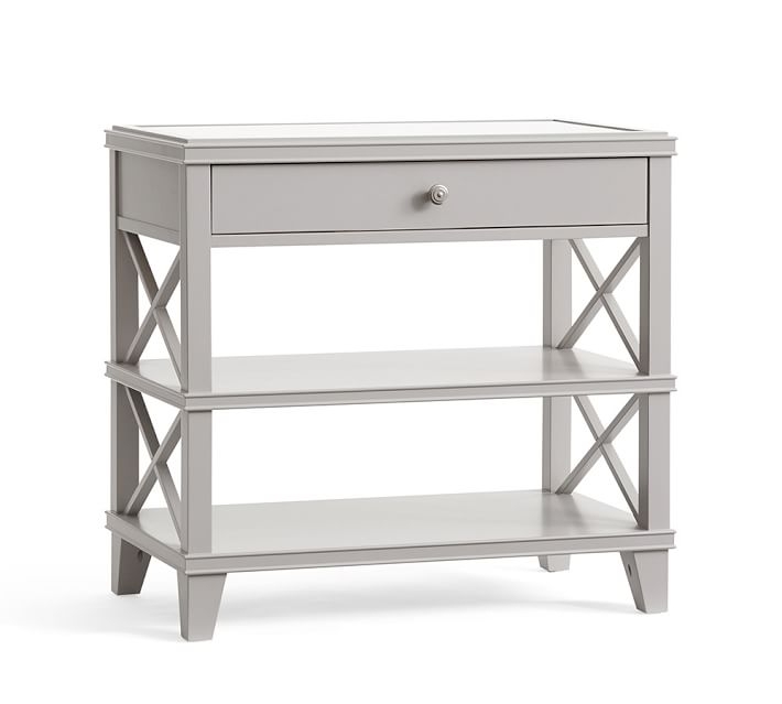 Clara Wide Bedside Table, Gray - Image 0