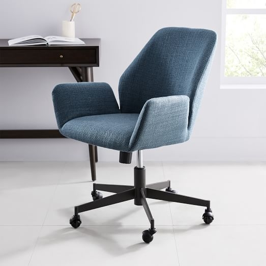 Aluna Upholstered Office Chair - Midnight Blue/Antique Bronze - Image 1