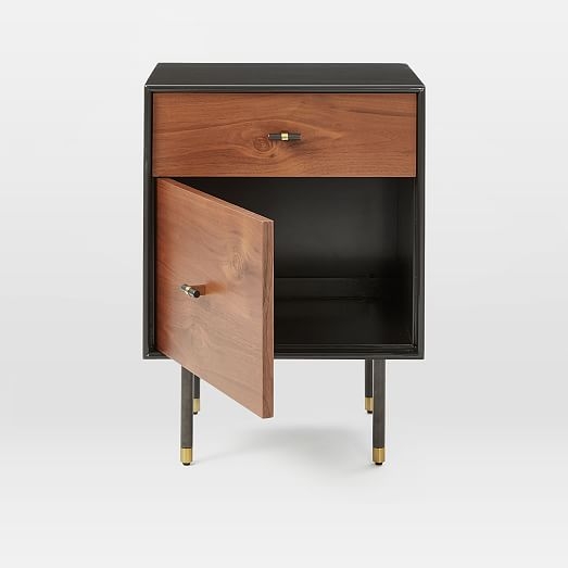 Modernist Wood + Lacquer Storage Nightstand, Anthracite, Walnut - Image 2