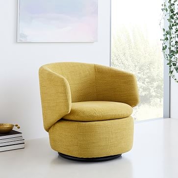 Crescent Swivel Chair, Basket Slub, Dark Horseradish - Image 2
