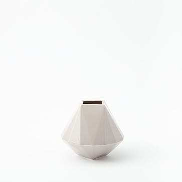 Faceted Porcelain Vase, 5.25", Dark Grey - Image 1