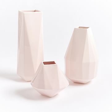 Faceted Porcelain Vase, 5.25", Dark Grey - Image 2