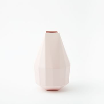 Faceted Porcelain Vase, 12", Dusty Blush set of 2 - Image 0
