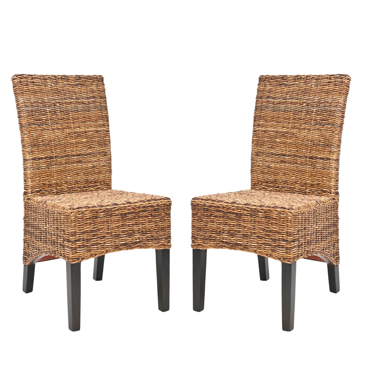 Siesta 18''H Wicker Side Chair (Set Of 2) - Dark Brown/Dark Colonial - Safavieh - Image 0