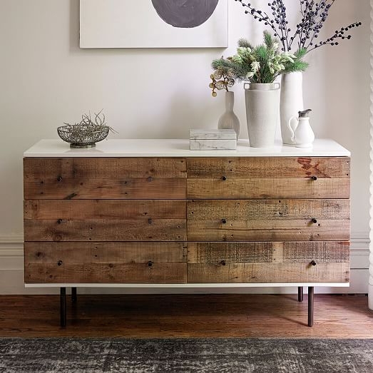 Reclaimed Wood + Lacquer Storage 6-Drawer Dresser, Reclaimed Pine, Gray Wash - Image 3