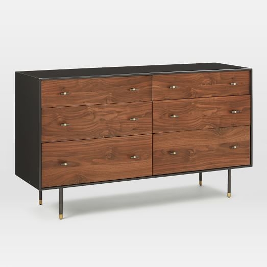 Modernist Wood + Lacquer 6-Drawer Dresser - Anthracite - Image 0