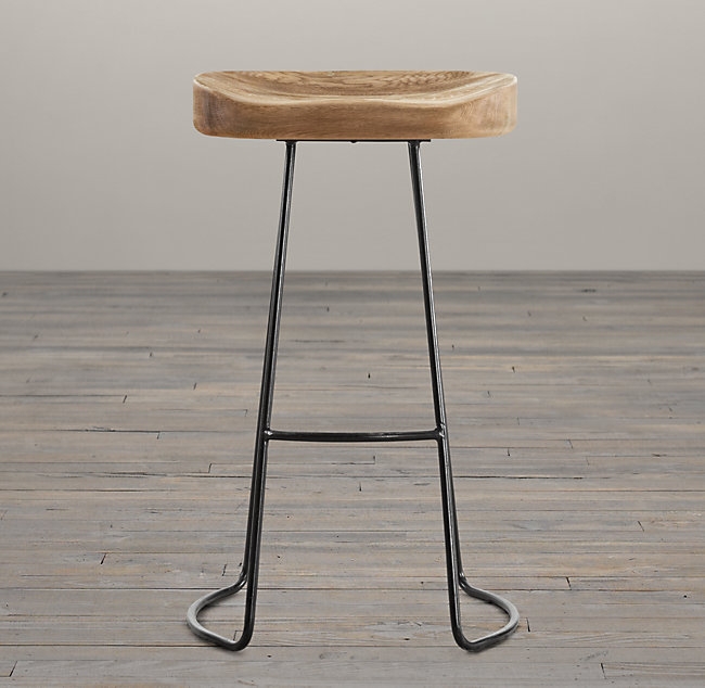 1950S OAK TRACTOR SEAT COUNTER STOOL - Image 1