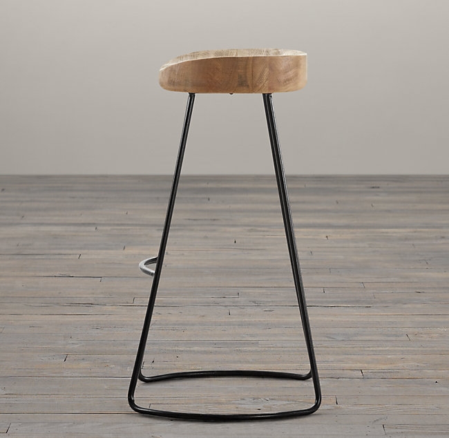 1950S OAK TRACTOR SEAT COUNTER STOOL - Image 2