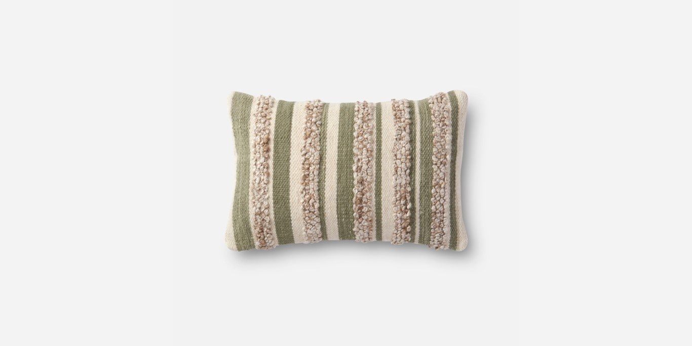 P1022 MH SAGE / IVORY Pillow - Poly Insert - 13" x 21" - Image 0