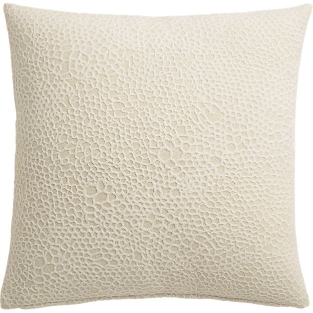 18" scatter white textured pillow with feather down insert - Image 0