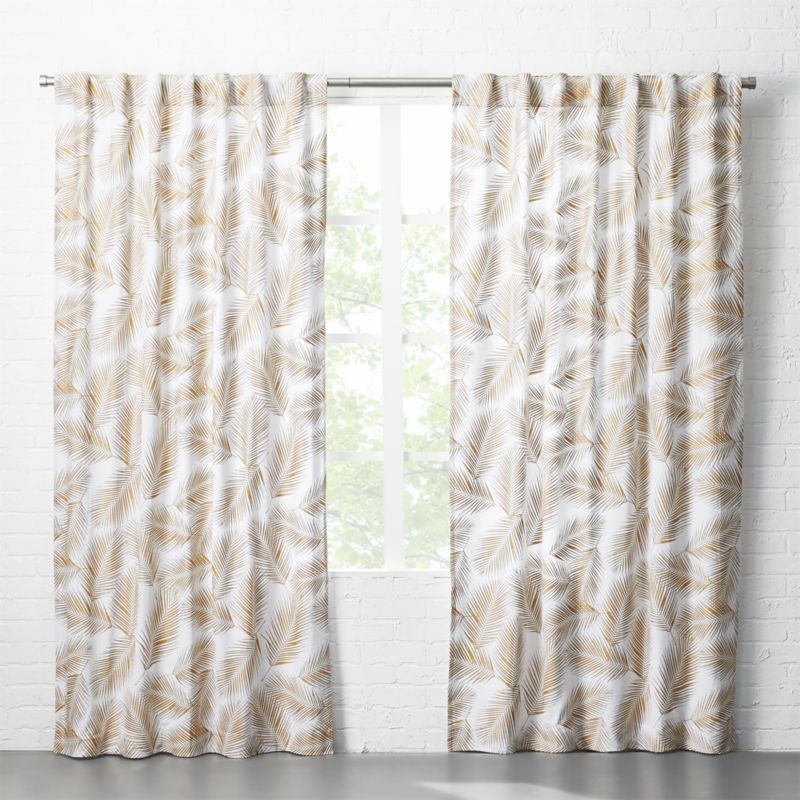 Gold Palm Leaf Curtain Panel 48"x84" - Image 1