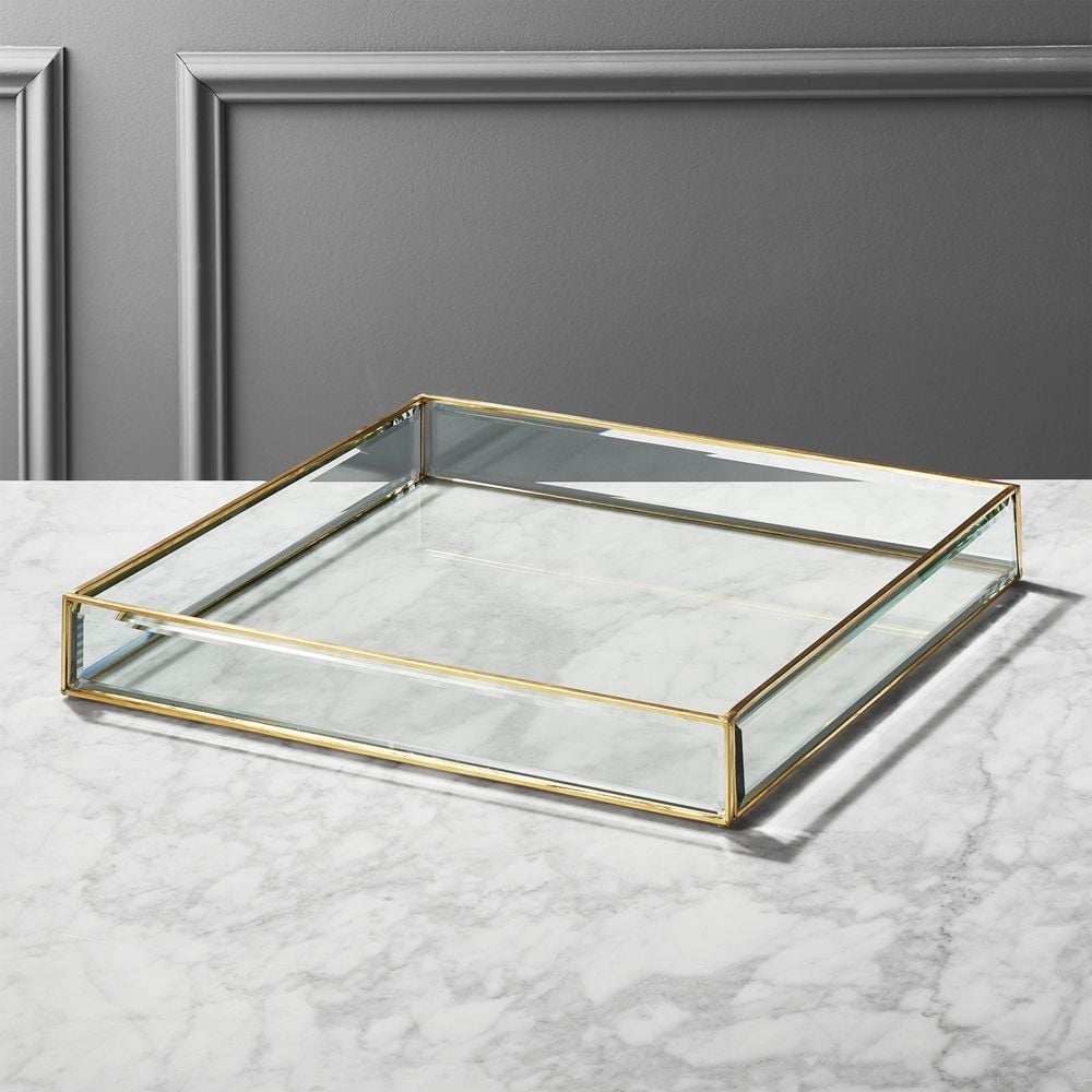 Large Glass and Brass Tray - Image 0