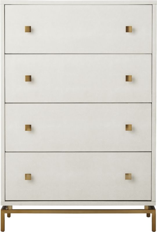 Ivory Shagreen Embossed Tall Chest - Image 1
