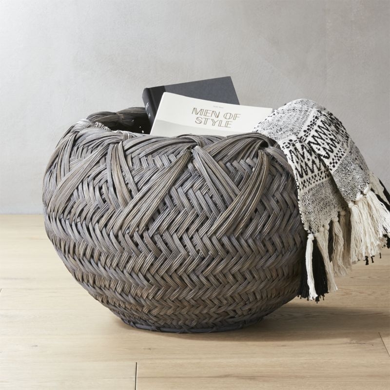 Penny Grey Rattan Basket - Image 1
