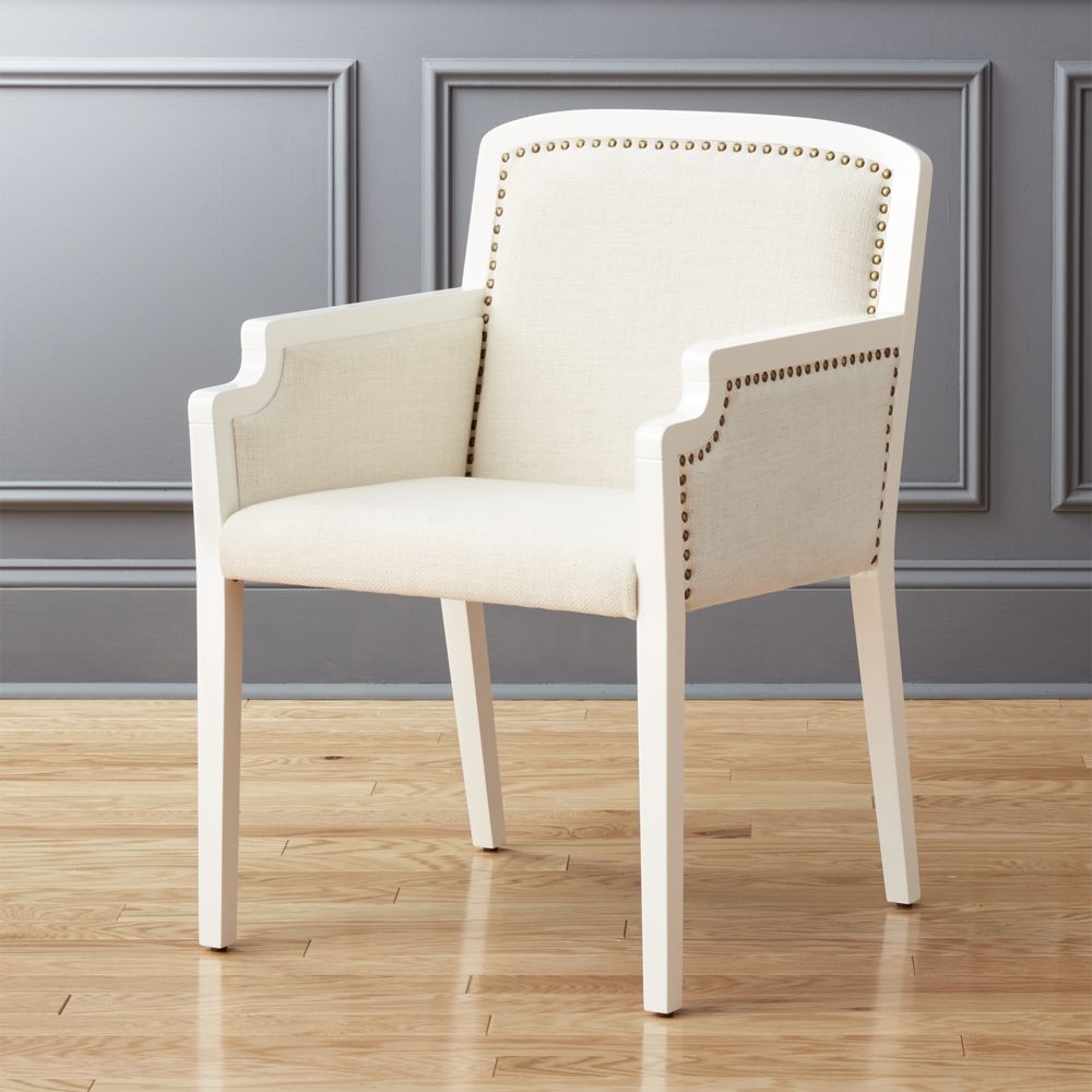 Nailhead White Armchair - Image 0