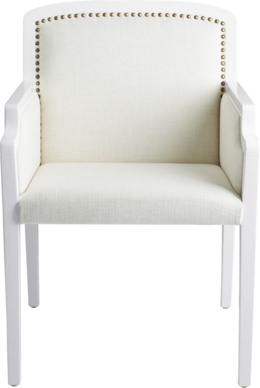Nailhead White Armchair - Image 1