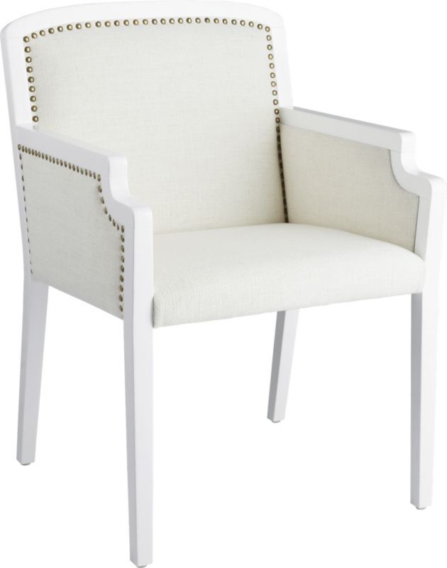 Nailhead White Armchair - Image 2