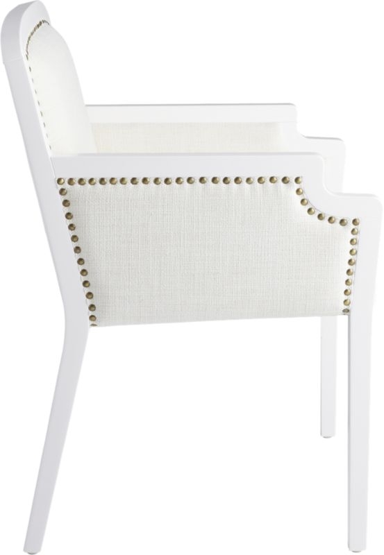 Nailhead White Armchair - Image 3