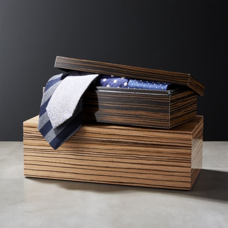Zebra Large Wood Storage Box - Image 1