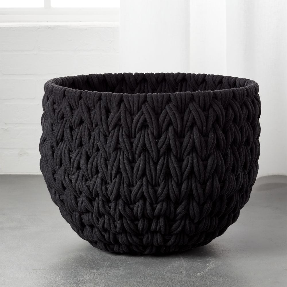 Conway Round Black Cotton Storage Basket Large - Image 0