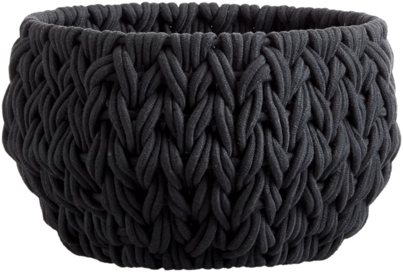 Conway Round Black Cotton Storage Basket Large - Image 6