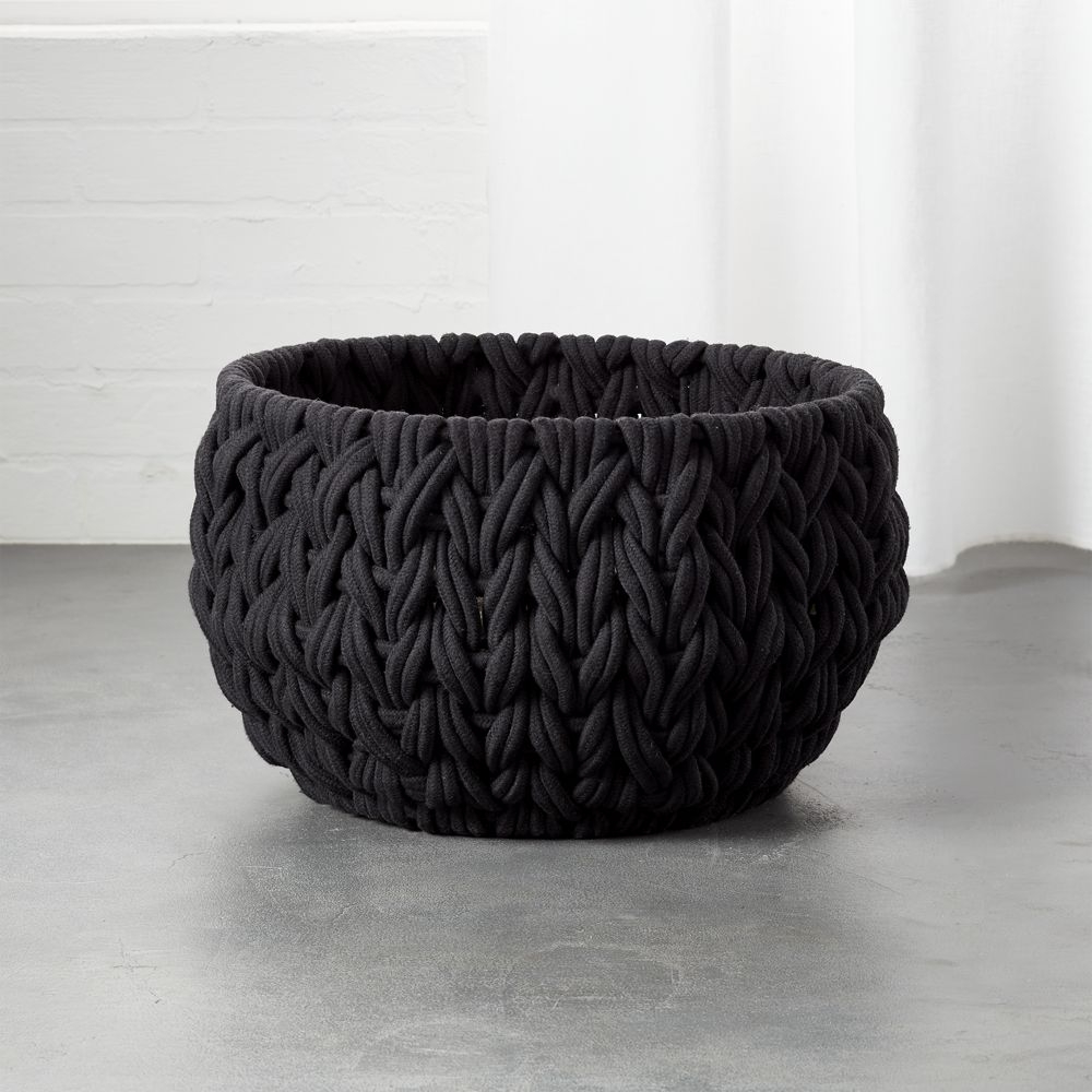 Conway Round Black Cotton Storage Basket Small - Image 0