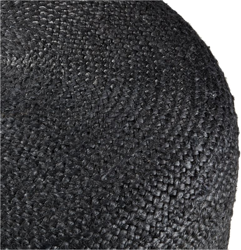 Large Black Braided Jute Pouf - Image 2