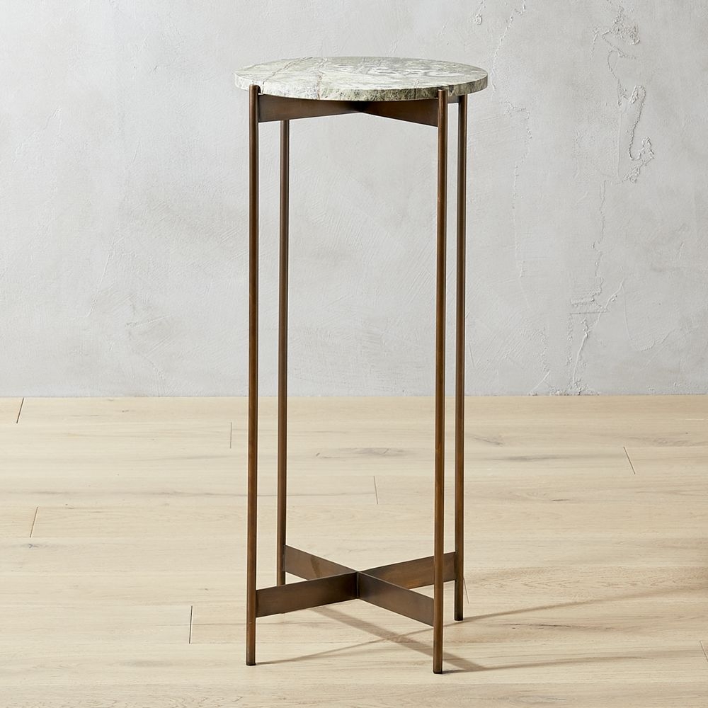 Tall Bronze and Marble Pedestal Table - Image 0