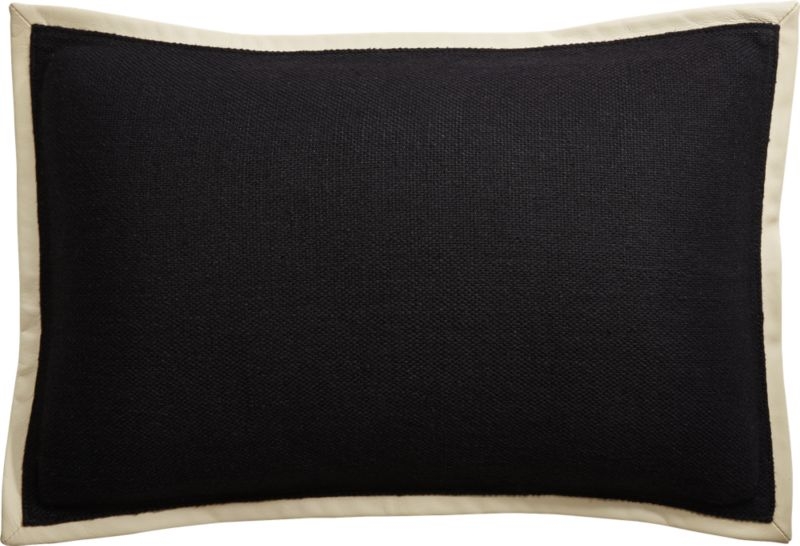 "18""x12"" Delaney Black Linen Pillow with Down-Alternative Insert." - Image 2